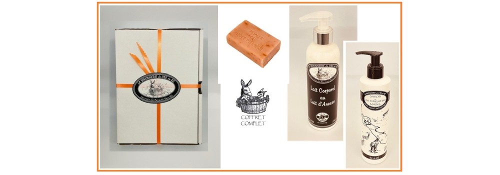 COFFRET ILE de RE MADAME LAIT CORPOREL 250ml  SAVON LIQUIDE 300ml  SAVON 125G / LAIT D'ANESSE BIO
